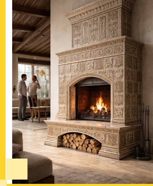 Купить изразцовый камин в Черемхове от 260650 р. | ЭриданЧрм