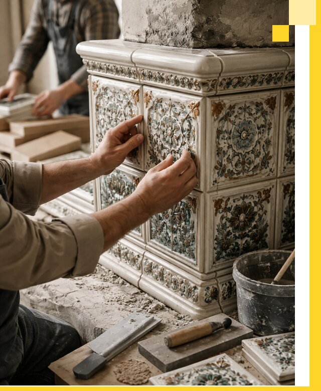 Изразцовые камины под ключ в Черемхове: проект и монтаж