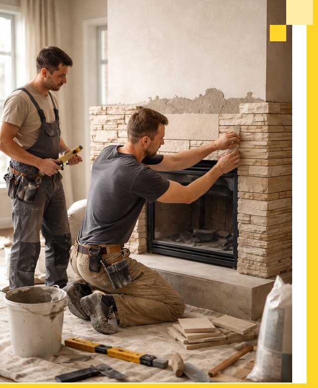 Установка и монтаж каминов для загородного дома в Черемхове