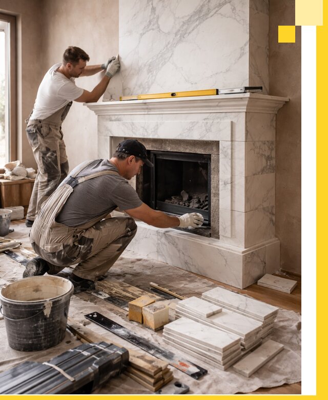 Отделка каминов в Черемхове качественные облицовочные работы