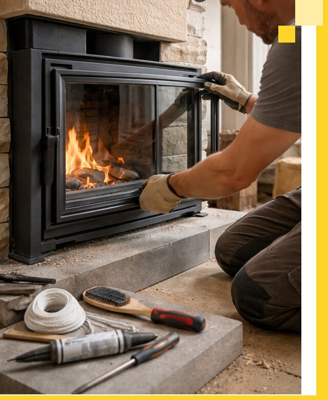 Производство, монтаж и доставка каминов со стеклом в Черемхове