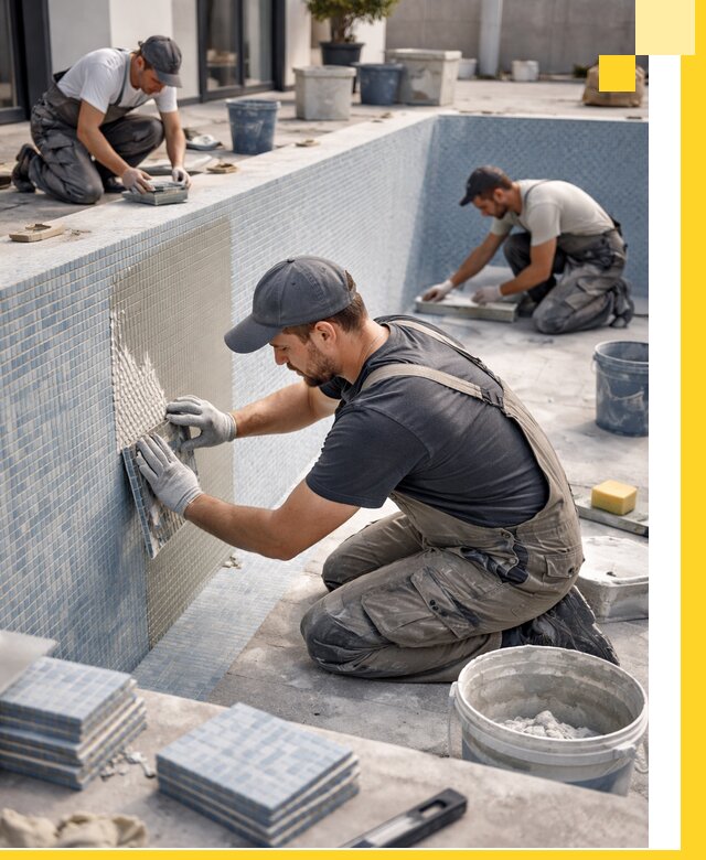 Облицовка бассейнов в Черемхове плитка мозаика гидроизоляция