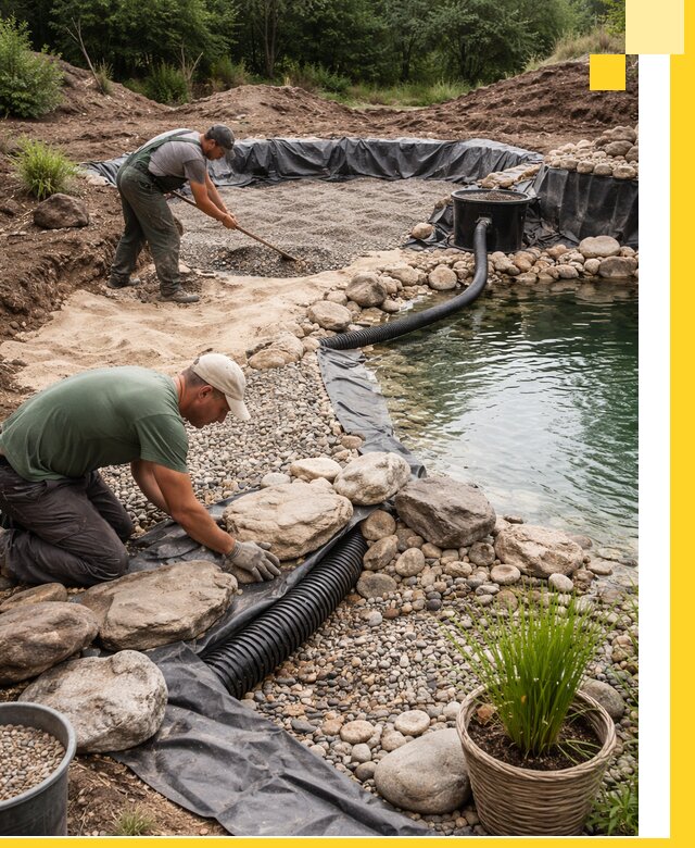 Строительство природных бассейнов и озер в Черемхове под ключ