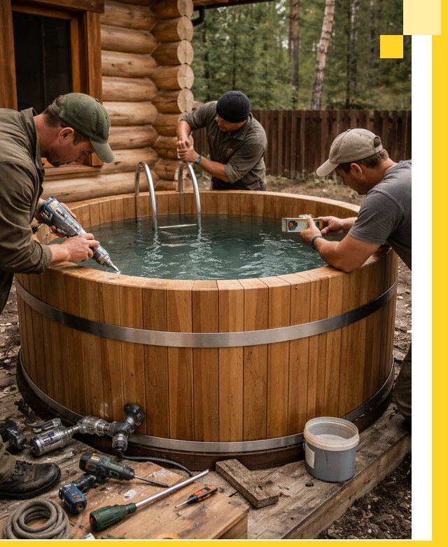 Строительство бань с купелью под ключ и отделкой в Черемхове