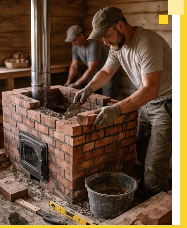 Кирпичные печи для бани под ключ в Черемхове, проект и монтаж