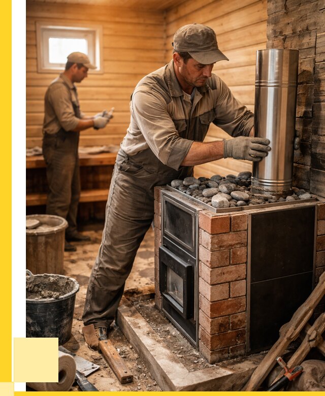 Монтаж печи в бане под ключ в Черемхове от 20852 р. | ЭриданЧрм