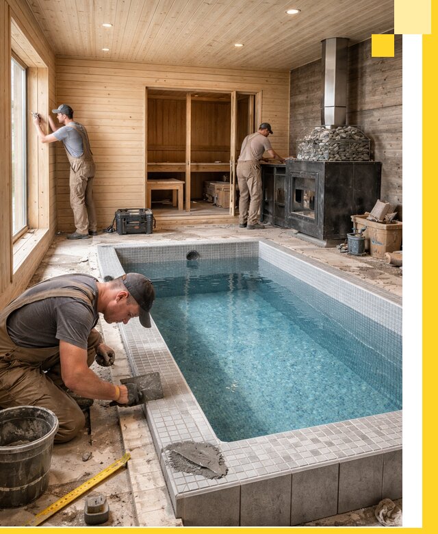 Проект бани с бассейном и сауной в Черемхове под ключ