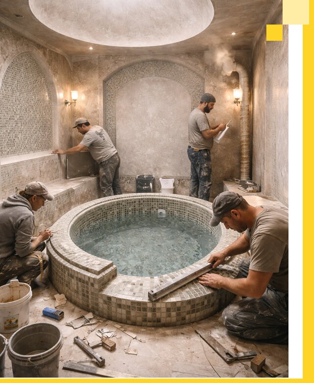 Профессиональное строительство хамама с бассейном в Черемхове под ключ