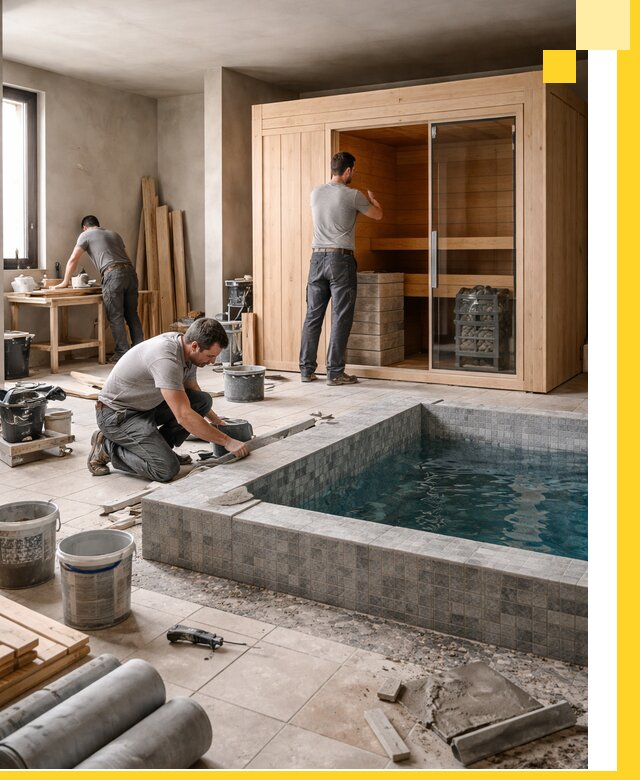 SPA зоны под ключ с бассейном сауной и печью в Черемхове